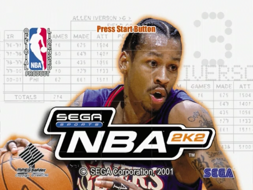 NBA 2K2 title screen for Sega Dreamcast
